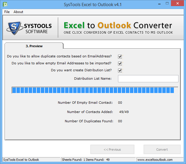 export contacts from excel(xls,xlsx) to Outlook
